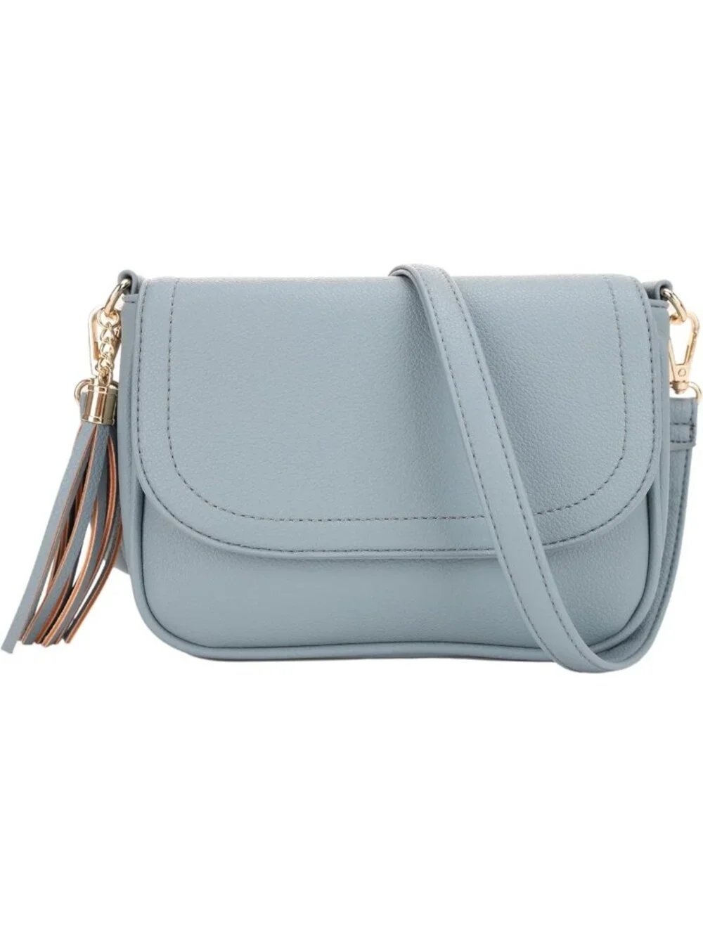 Trendy Small Crossbody Bag for Women - Flap Saddle Purse with Tassel, Vegan